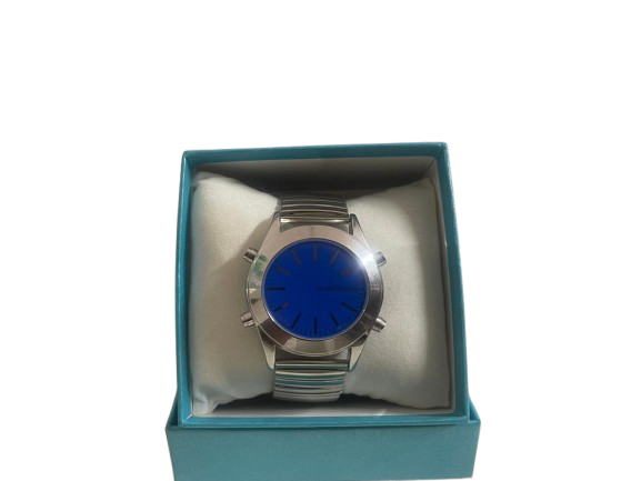 Blue-Face Silver Talking Watch 