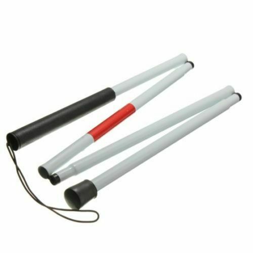 Silver Orthopedic Guide Cane With Red Strip 