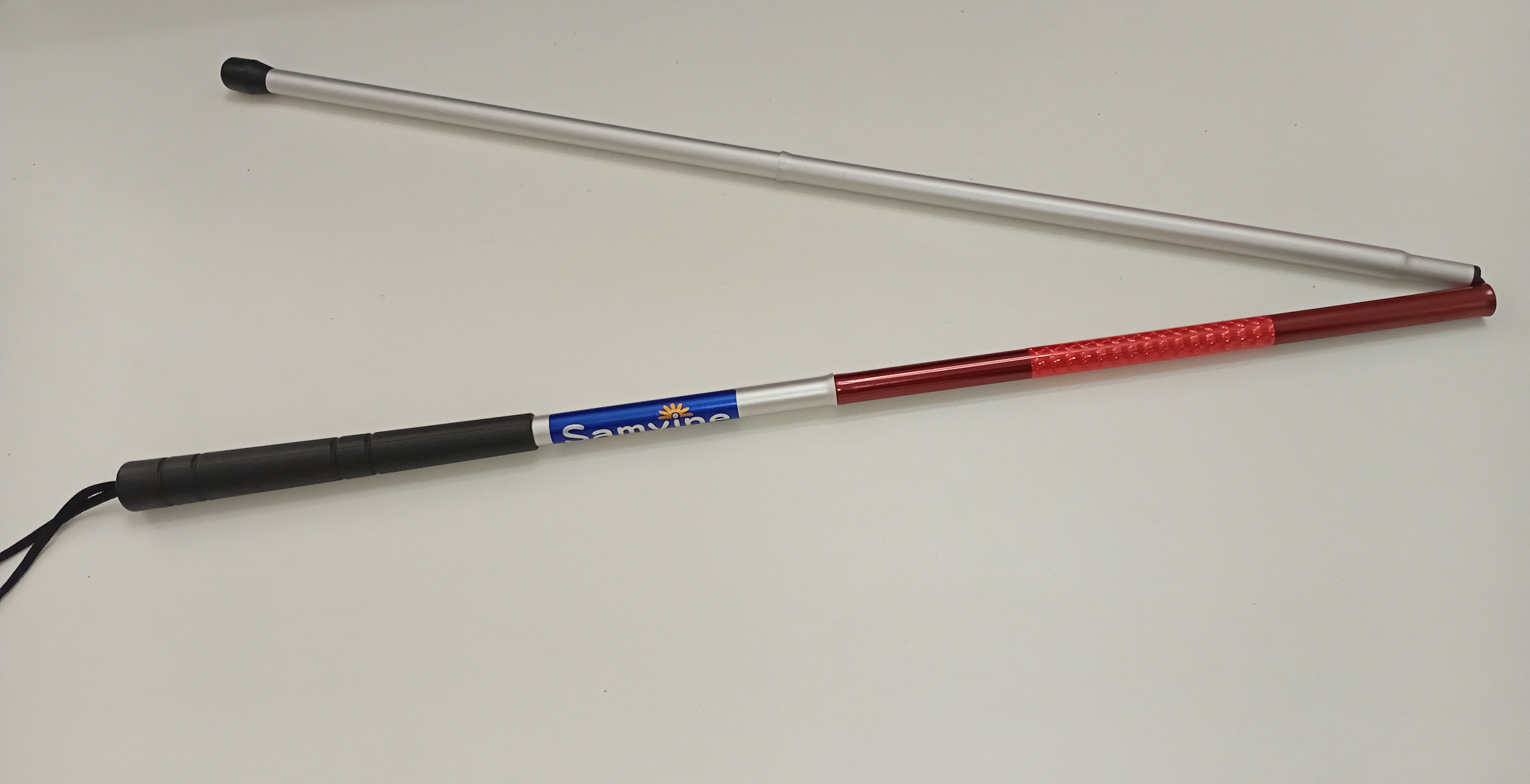 Silver Orthopedic Guide Cane With Red Strip 